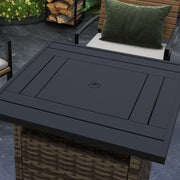 Outsunny Brown Rattan Gas Firepit Table With Cover