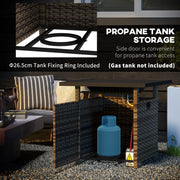 Outsunny Brown Rattan Gas Firepit Table With Cover