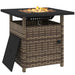 Outsunny Brown Rattan Gas Firepit Table With Cover