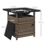Outsunny Brown Rattan Gas Firepit Table With Cover