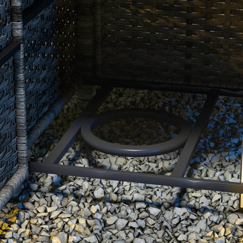 Grey Rattan Gas Fire Pit Table With Glass Wind Shield
