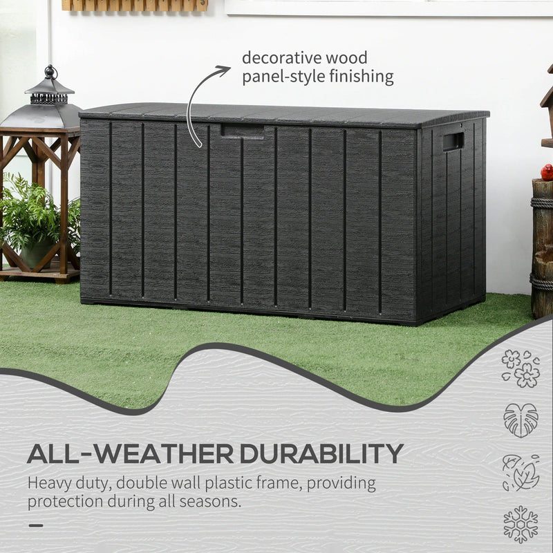 Image of a Large Waterproof Plastic Garden Storage Box, 336L, Black