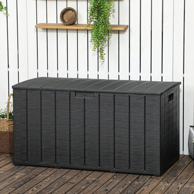 Image of a Large Waterproof Plastic Garden Storage Box, 336L, Black