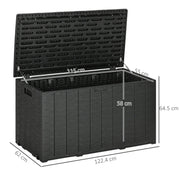 Image of a Large Waterproof Plastic Garden Storage Box, 336L, Black