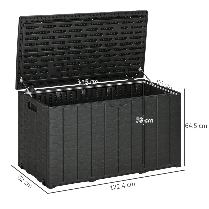 Image of a Large Waterproof Plastic Garden Storage Box, 336L, Black
