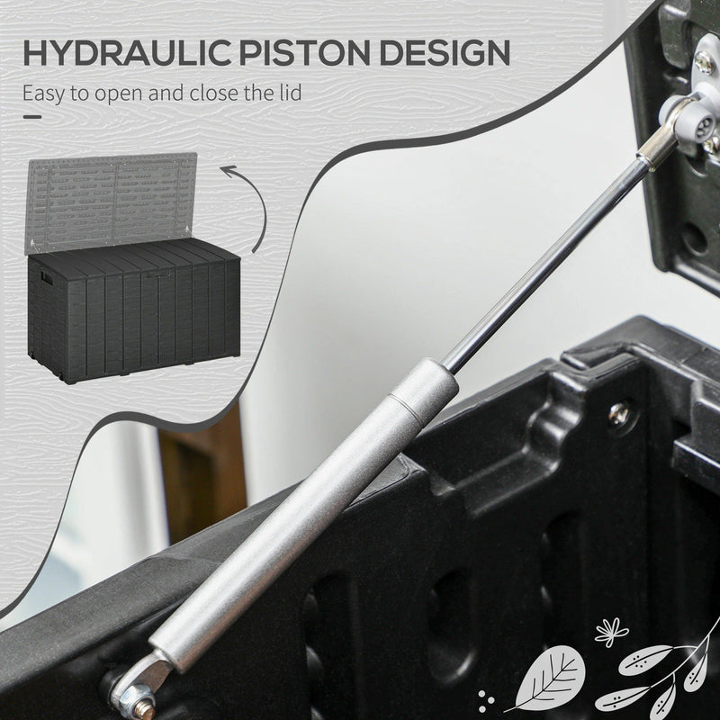 Large Waterproof Plastic Garden Storage Box, 336L, Black