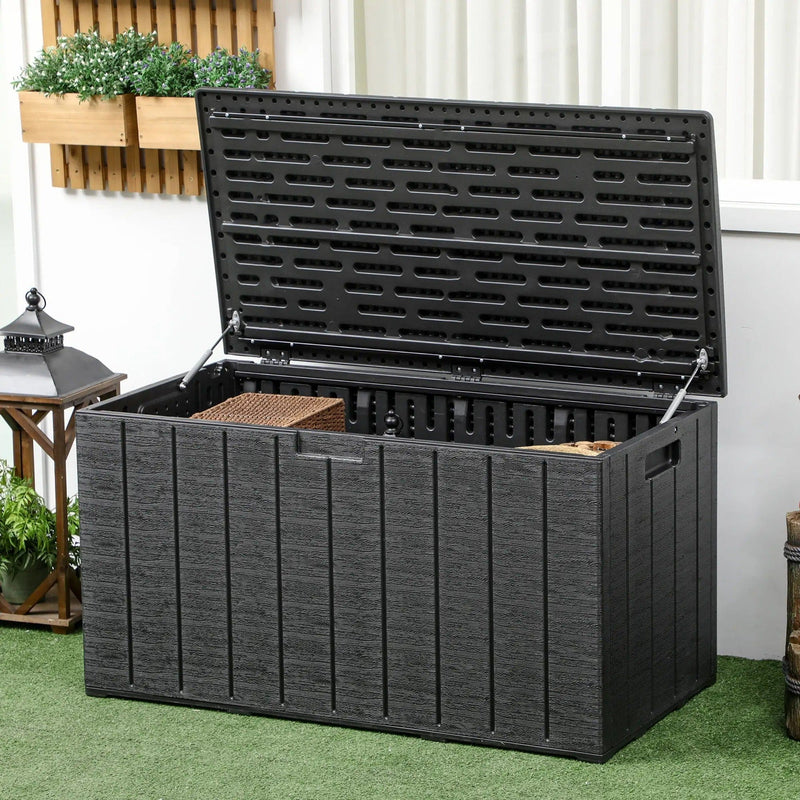 Image of a Large Waterproof Plastic Garden Storage Box, 336L, Black