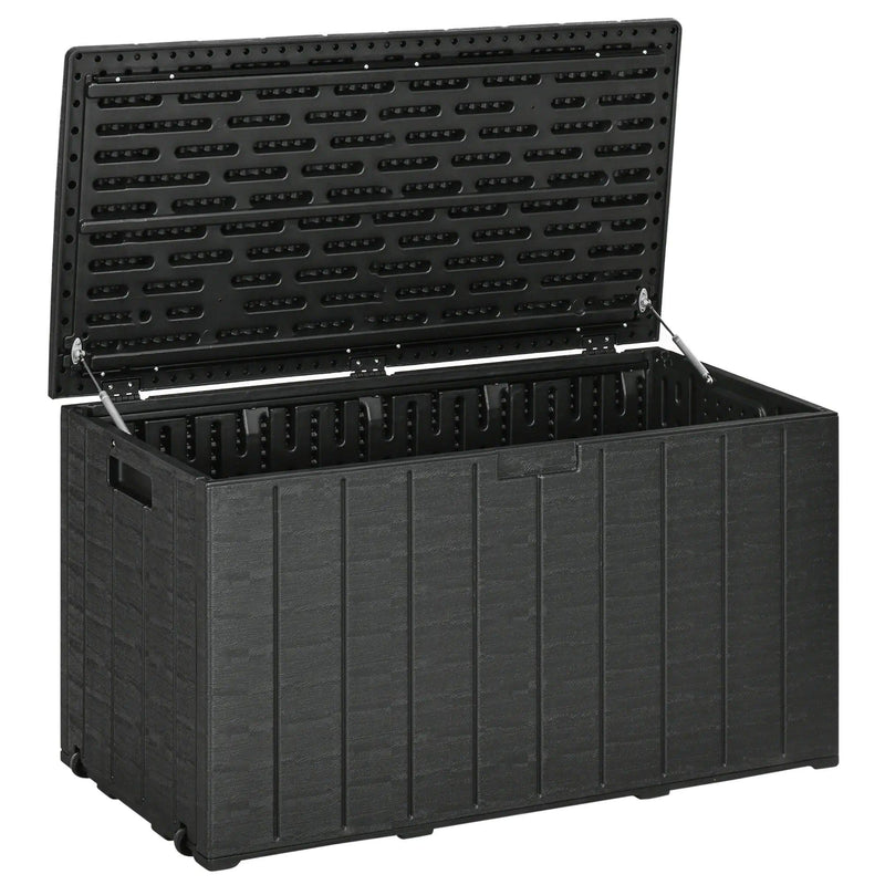 Image of a Large Waterproof Plastic Garden Storage Box, 336L, Black