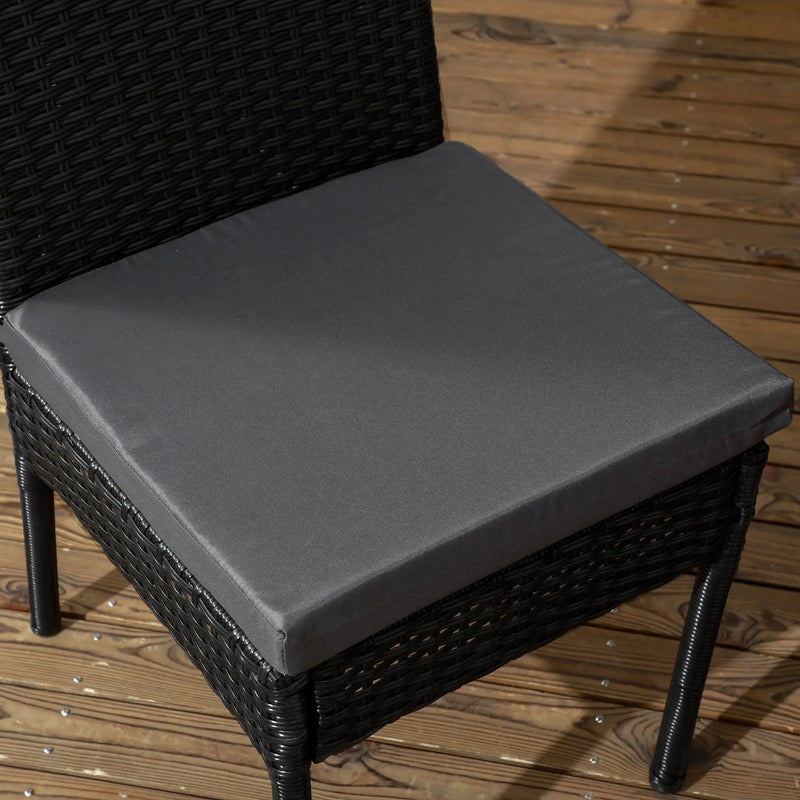 Outsunny Set of 4 Black Rattan Garden Dining Chairs With Dark Grey Cushions