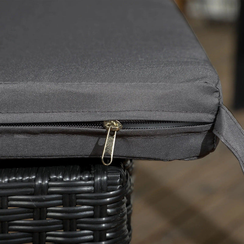 Outsunny Set of 4 Black Rattan Garden Dining Chairs With Dark Grey Cushions