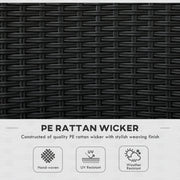 Outsunny Set of 4 Black Rattan Garden Dining Chairs With Dark Grey Cushions