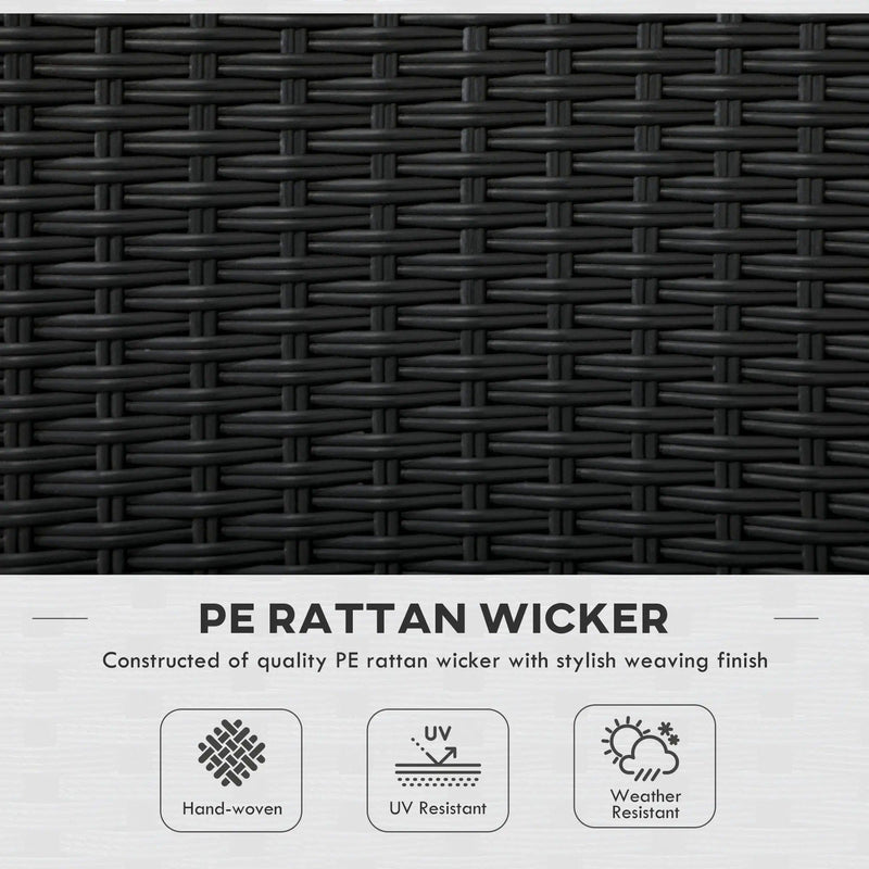 Outsunny Set of 4 Black Rattan Garden Dining Chairs With Dark Grey Cushions