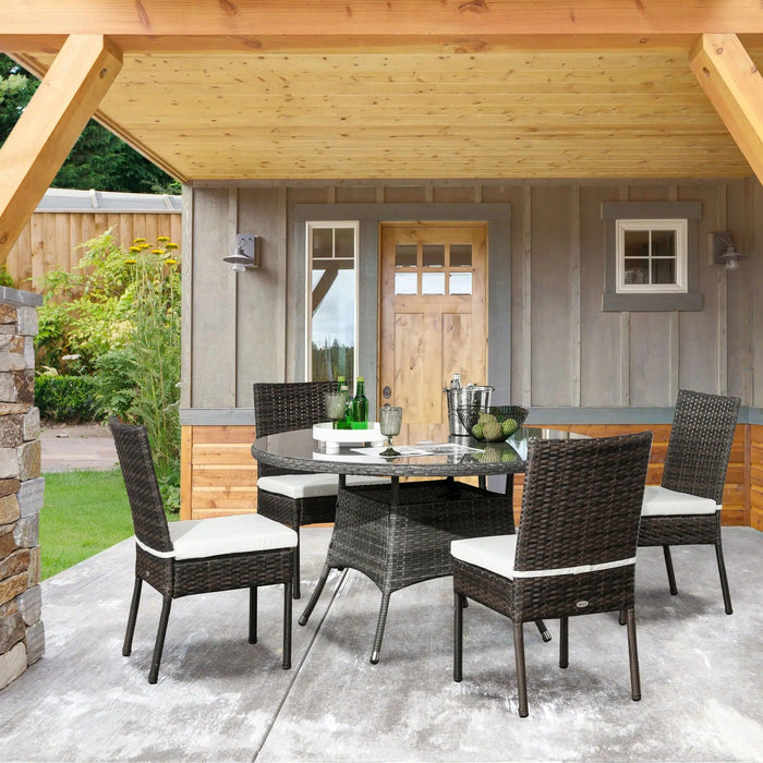 Outsunny Set of 4 Garden Dining Chairs With Cushions