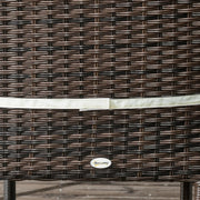 Outsunny Set of 4 Brown Rattan Garden Dining Chairs With White Cushions