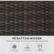 Outsunny Set of 4 Brown Rattan Garden Dining Chairs With White Cushions