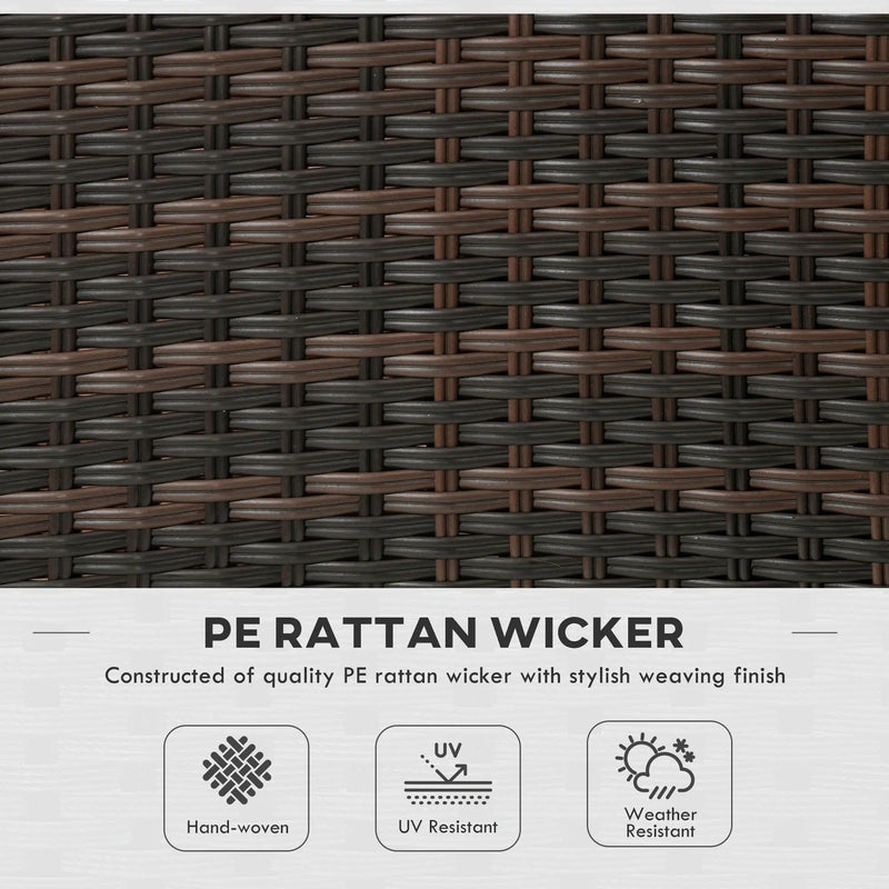 Outsunny Set of 4 Brown Rattan Garden Dining Chairs With White Cushions