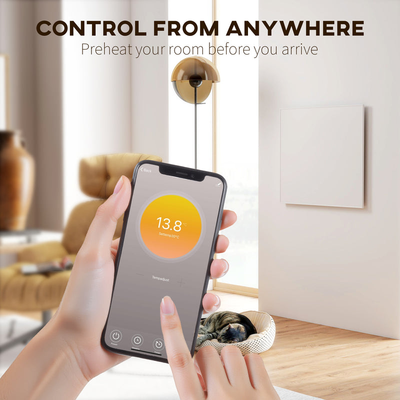 Wall Mounted Wifi Smart Electric Heater With Far Infrared Heating 400W, White