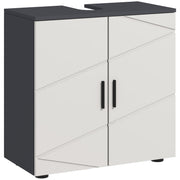 Under Sink Bathroom Cabinet with Shelf and Double Doors for Basin Storage Light Grey AOSOM