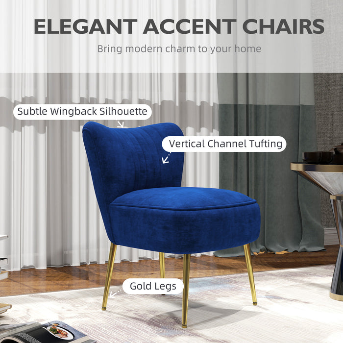 Dark Blue Velvet Feel Tub Accent Chair Stylish and Comfortable Seating by HOMCOM