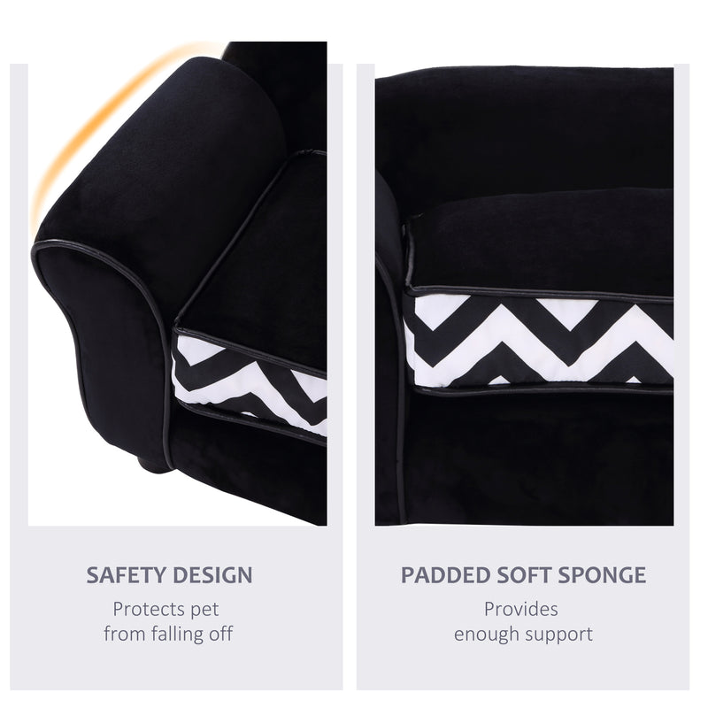 Small Pet Sofa Bed with Soft Cushion and Removable Cover for Dogs and Cats Black