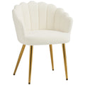 Bedroom Accent Chair with Soft Faux Lamb Wool and Supportive Back for Relaxing Cream