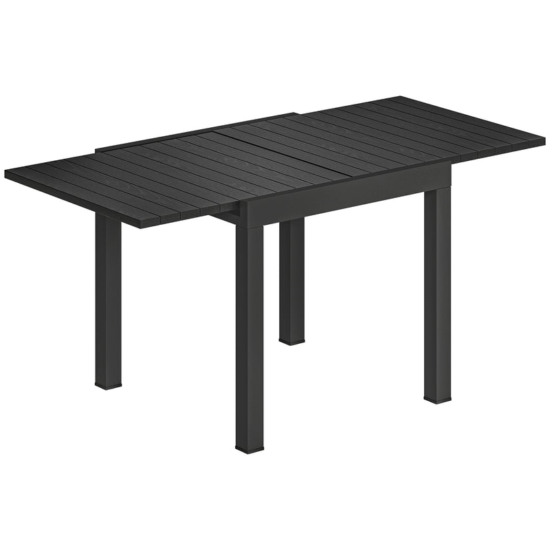 Extendable Outdoor Dining Table for 4 to 6 People with Easy Clean Wood Effect Top Black