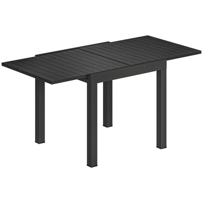 Extendable Outdoor Dining Table for 4 to 6 People with Easy Clean Wood Effect Top Black Outsunny
