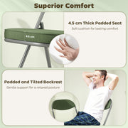 Set of Four Folding Seat Chairs with Soft Corduroy Upholstery for Dining or Guests Green