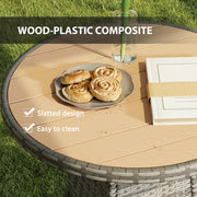 Round Rattan Garden Dining Table for 2 to 4 People with Easy Clean Top Mixed Grey Outsunny