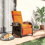 Garden Recliner Chair with Adjustable Backrest and Side Tray for Outdoor Relaxation Orange Outsunny