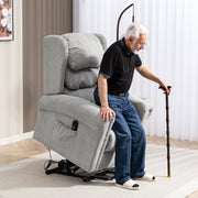 Electric Recliner Chair With Power Lift And Remote For Elderly Comfort And Support Grey