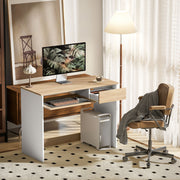 Compact Oak Computer Desk with Keyboard Tray and Drawer for Home Office by HOMCOM