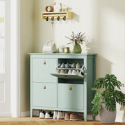 Green Modern 4 Drawer Shoe Cabinet with Ample Storage for Hallways by HOMCOM
