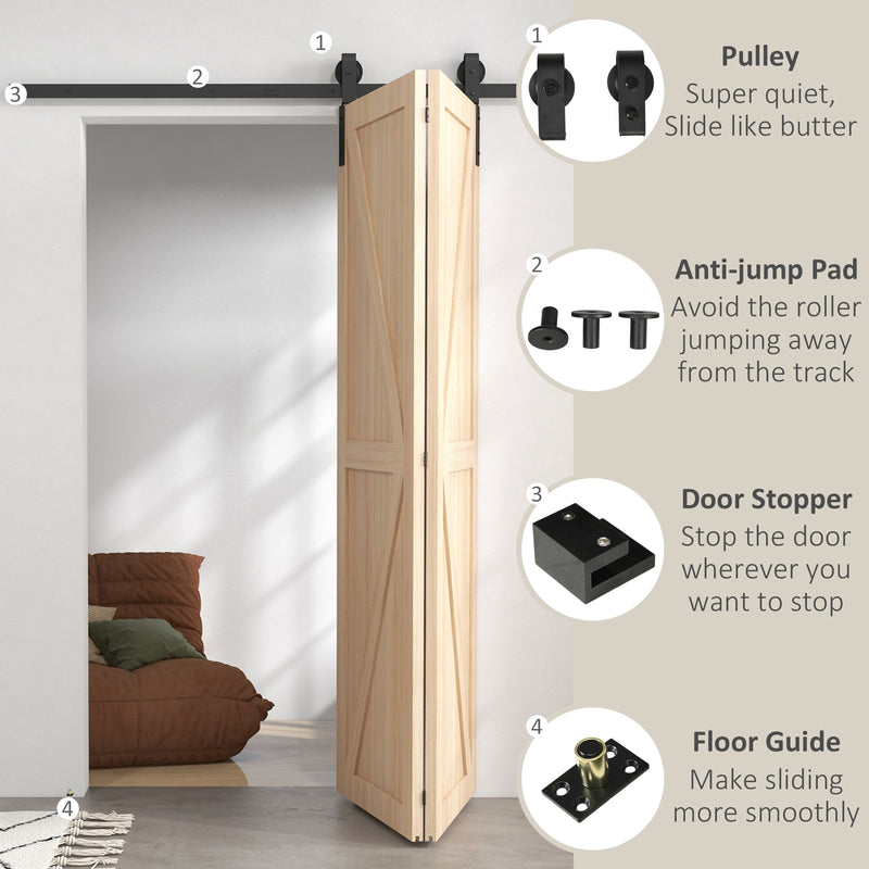 Sliding Door Track Kit for Folding Doors Space Saving Hardware for Home Black