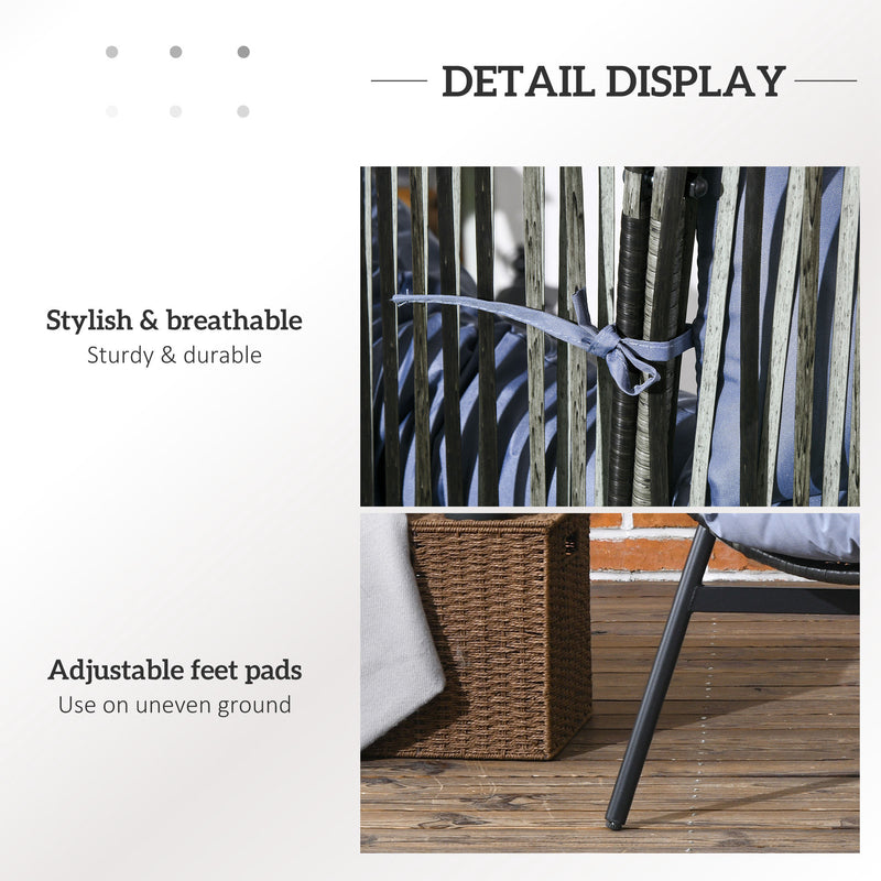 Grey Rattan Egg Chair with Cushioned Seat Ideal for Garden or Balcony Relaxation