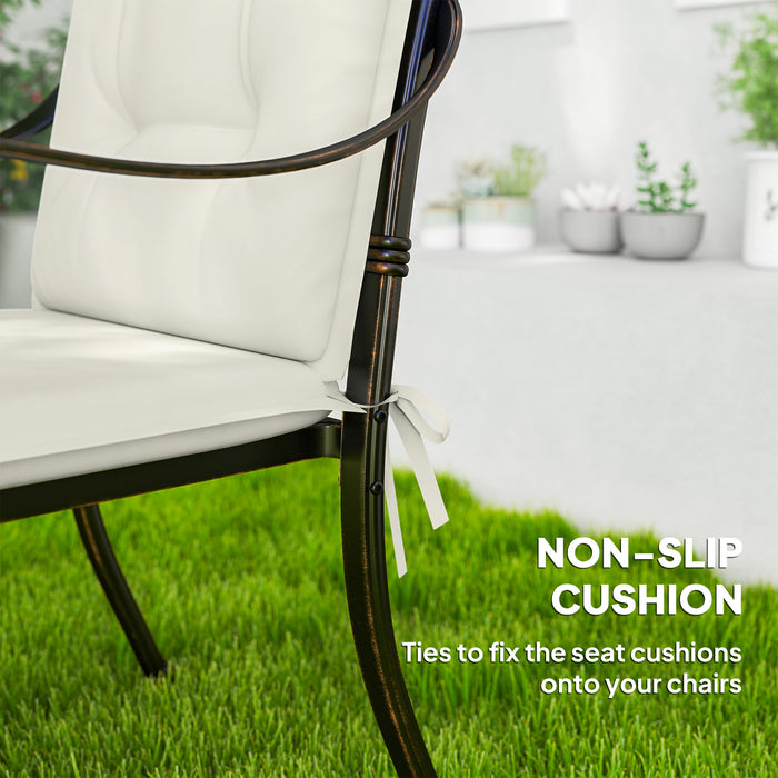 Set of Four White Padded Garden Seat Cushions for Outdoor Chairs by Outsunny