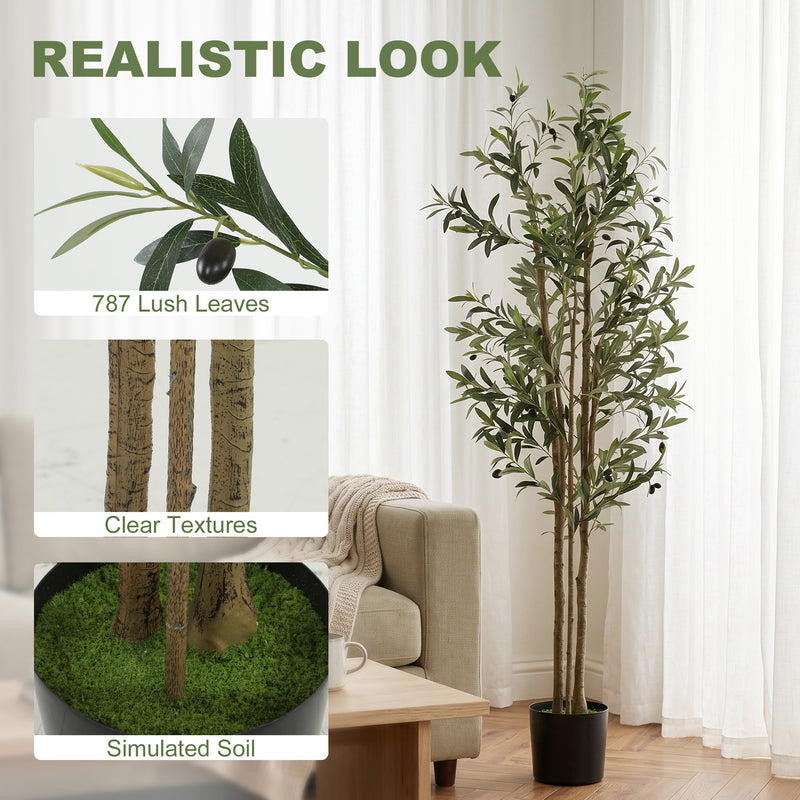 Artificial Olive Tree for Living Room with Stable Base and Zero Maintenance Green Black