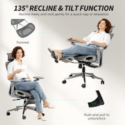 Ergonomic High Back Mesh Office Chair With Lumbar Support For Home Desk Use Grey AOSOM