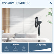 Pedestal Fan with Three Speeds Insect Repellent Box and LED Display for Home Use, Black