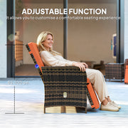 3 Piece Rattan Bistro Set With Cushions and Storage For Balcony or Patio Orange