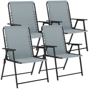 Folding Garden Chairs Set of 4 for Comfortable Outdoor Seating Light Grey Outsunny