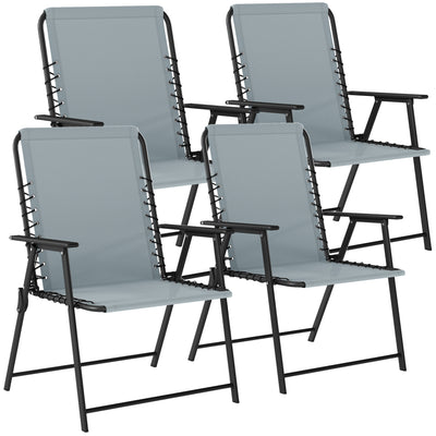Folding Garden Chairs Set of 4 for Comfortable Outdoor Seating Light Grey Outsunny