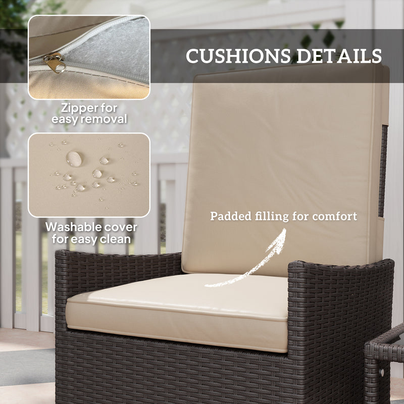5 Piece Rattan Patio Furniture Set With Cushions for Patio and Balcony by Outsunny