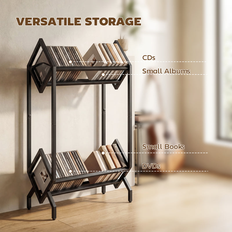 CD Storage Rack for 50 Discs with Sturdy Metal Frame and Space Saving Design Black AOSOM