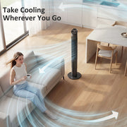 Tower Fan with Quiet Sleep Mode and App Control for Cool Comfortable Rooms Black AOSOM