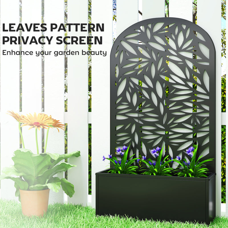 Metal Planter with Trellis for Climbing Plants and Vines Outdoor Garden Black