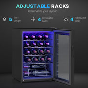 Black 20 Bottle Countertop Wine Fridge 5-18℉ Temperature Control by HOMCOM