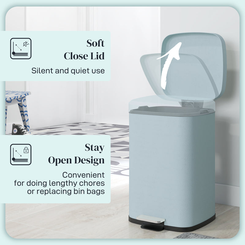 20L Metal Kitchen Pedal Bin With Modern Boxy Design by HOMCOM