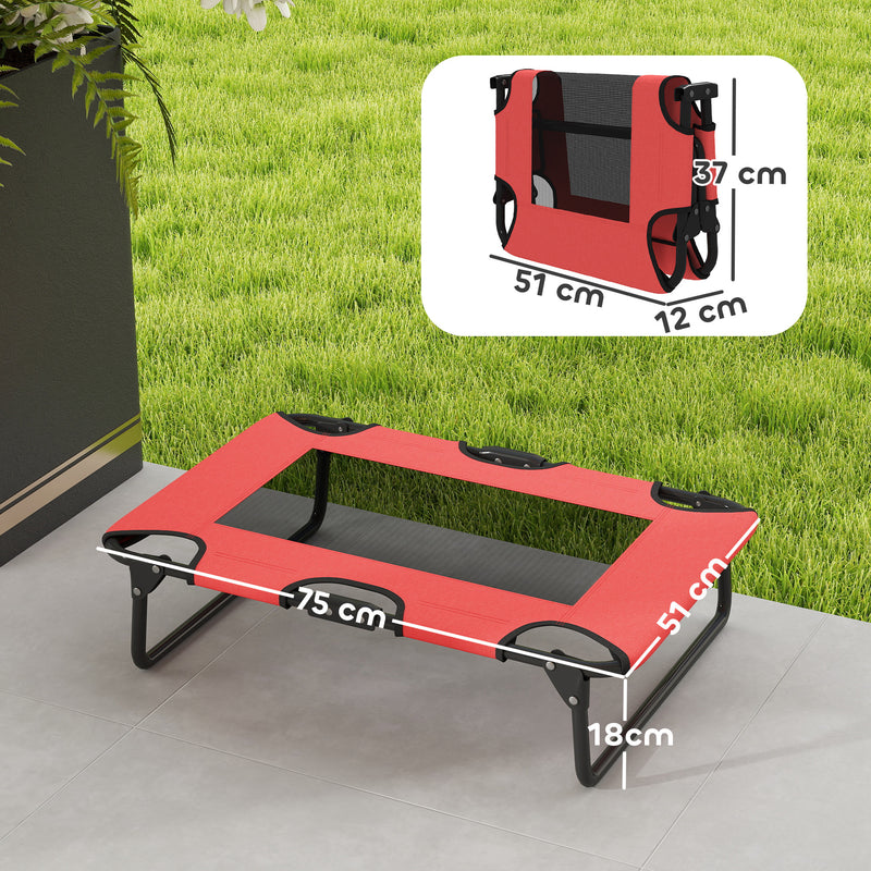 Portable Elevated Dog Bed with Breathable Mesh for Indoor and Outdoor Use Red