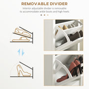 White Narrow Shoe Cabinet with Flip Drawers and Adjustable Shelves for Hallway Storage